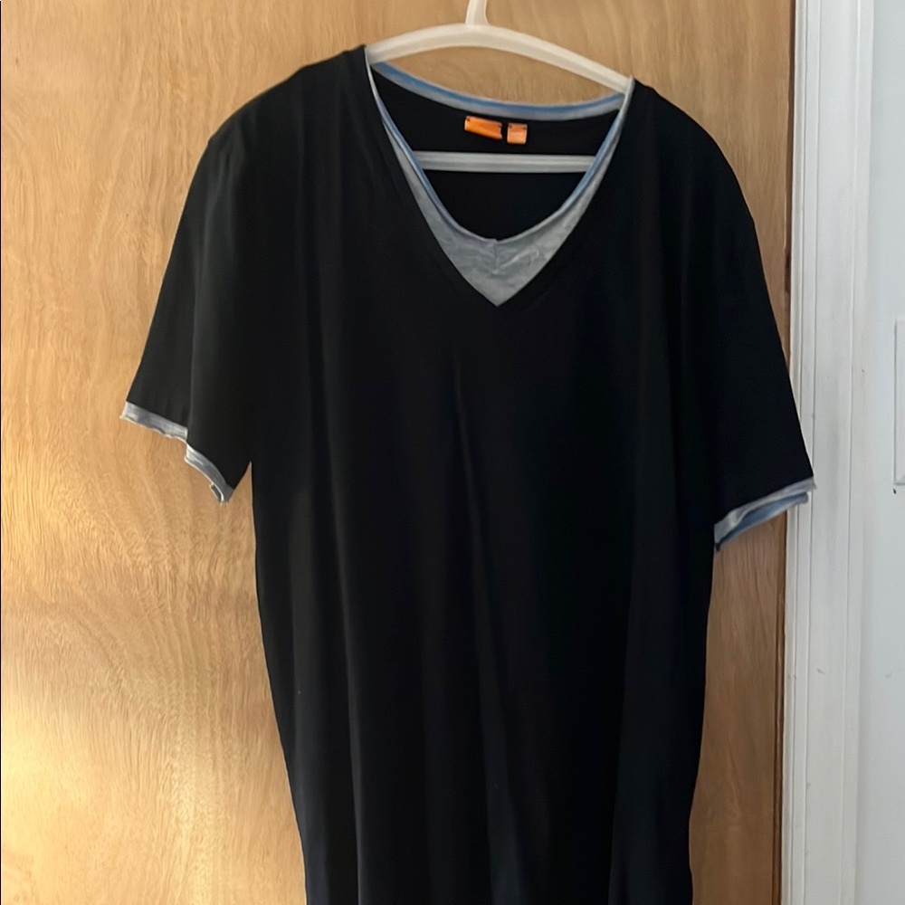 Black V-Neck Men's Shirt
